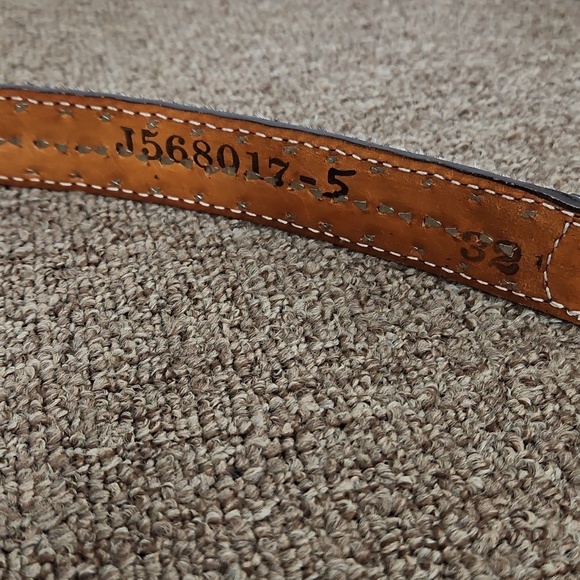 Vtg 1994 Double J Saddlery Bling Horsehair Leather Belt Silver Floral Buckle 32 main image 6